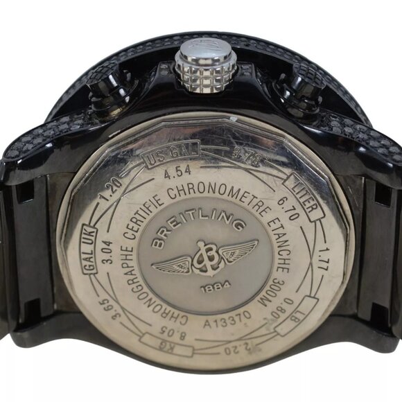 Breitling 56mm Bust Down Black PVD 35 CTW Diamond Super Avenger A13370 Watch! - Picture 8 of 10